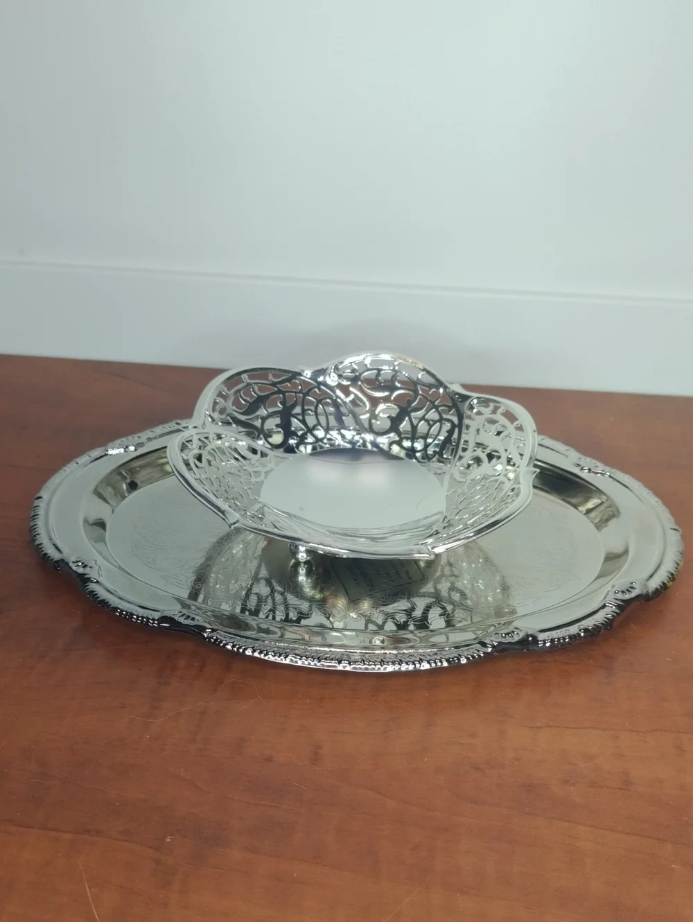 Silver Decorative Serving Tray (9